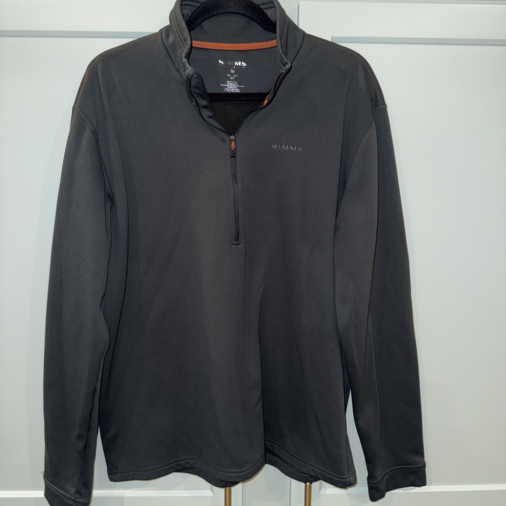 Simms Fishing Men Dark Gray Fleece 1/4 Zip Long Sleeve Pullover Size XLarge XL
